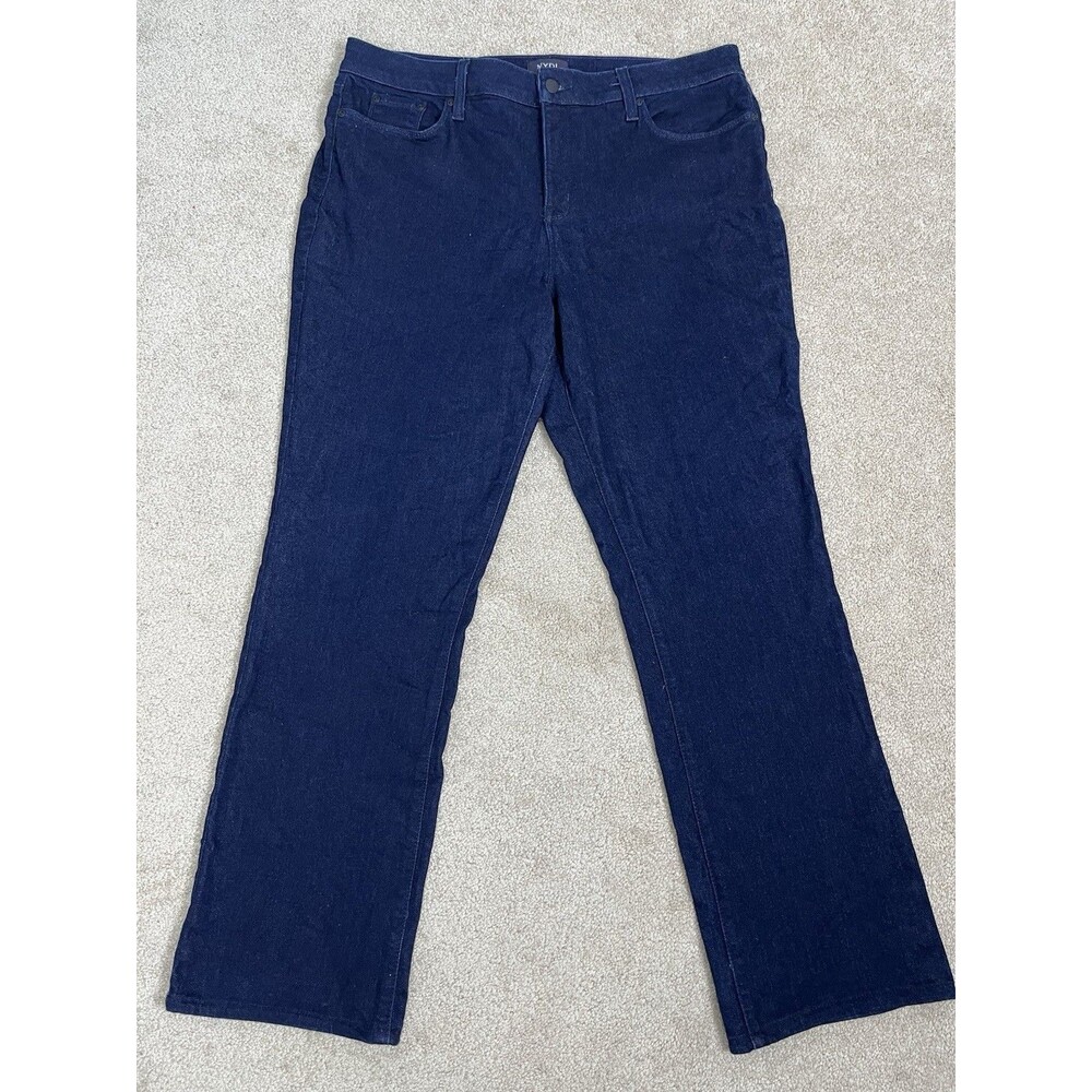 NYDJ‎ Jeans Women Marilyn Straight Lift Tuck Stretch Dark Blue Denim Sz 16 36x30